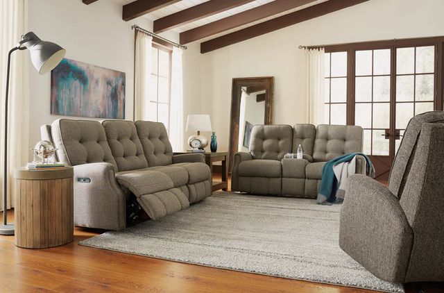 Flexsteel® Customizable Devon Fabric Power Reclining Loveseat with Console-1