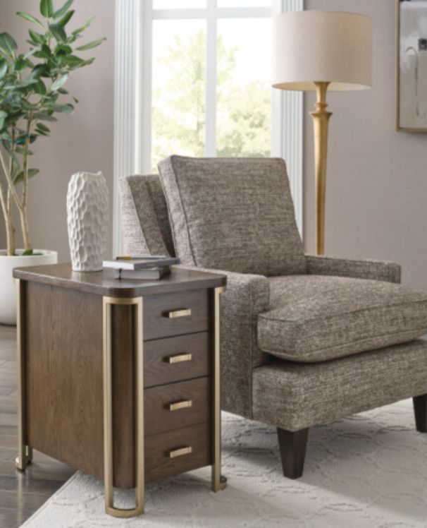 Hammary® Emerit Spice Charging Chairside Table with Champagne Frame-1