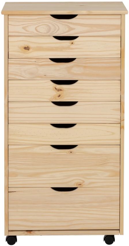 Linon Rudy Unfinished Brown Rolling Storage Cart-3