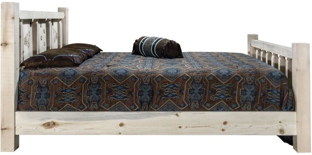Montana Woodworks® Homestead Clear Lacquer California King Bed with Laser Engraved Wolf Design-2