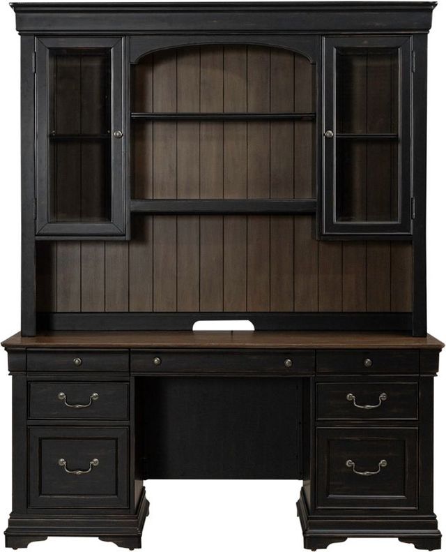 Liberty Furniture Meritage 5-Piece Aged Charcoal/Caramel Junior Executive Set-2