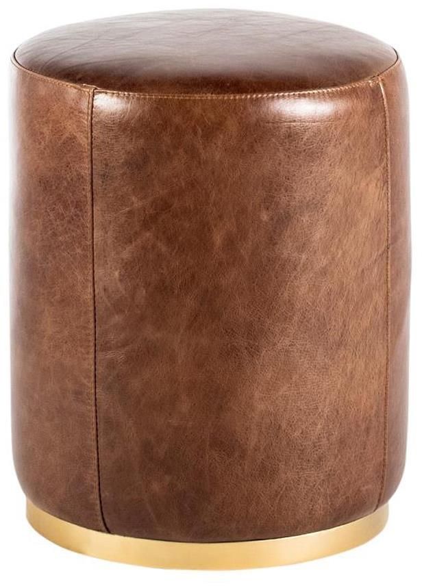 Nest Home Collections Brass Plating/Brown Small Pouf-0