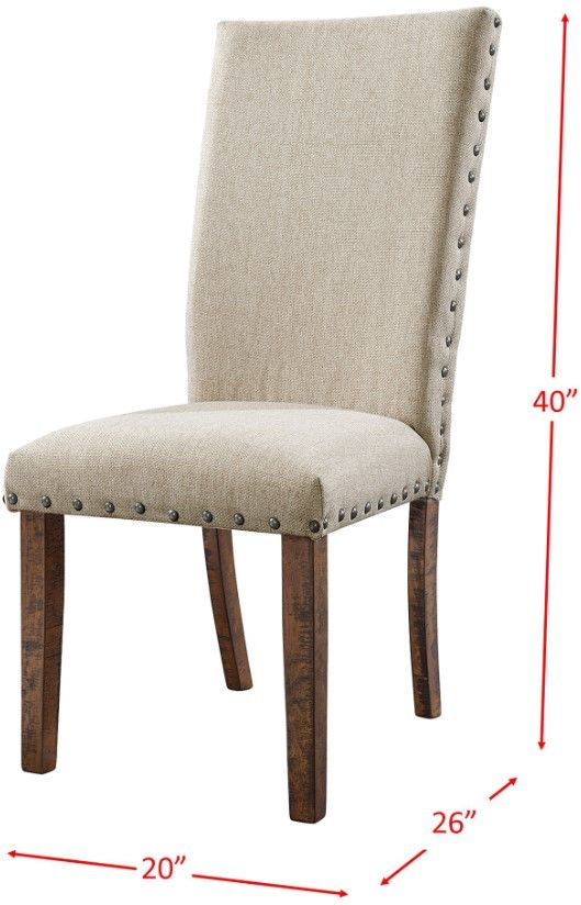 Elements International Jax 7-Piece Cherry/Cream Upholstered Dining Table Set-4