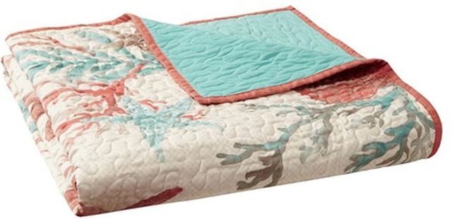 Olliix by Madison Park Coral Pebble Beach Oversized Cotton Quilted Throw-0