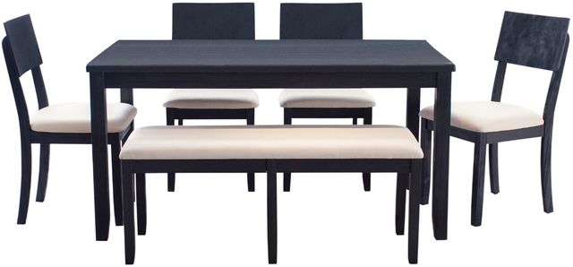 Linon Jordan 6-Piece Dark Charcoal Dining Table Set-0