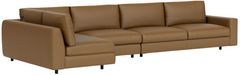 EQ3 Customizable Cello Plush 3-Piece Leather Left-Arm Facing Sofa Sectional and Chaise with Straight Arm