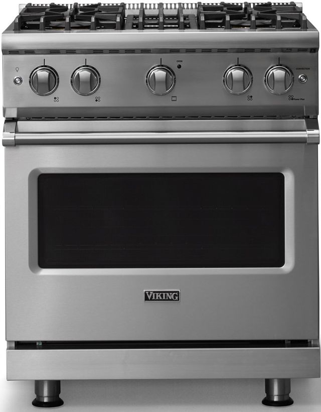 Viking® 5 Series 30" Stainless Steel Pro Style Gas (NG) Range with Polished Chrome Trim-0