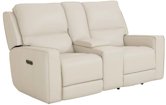 Bassett® Furniture Club Level Raymond Vanilla Power Reclining Loveseat with Console-0