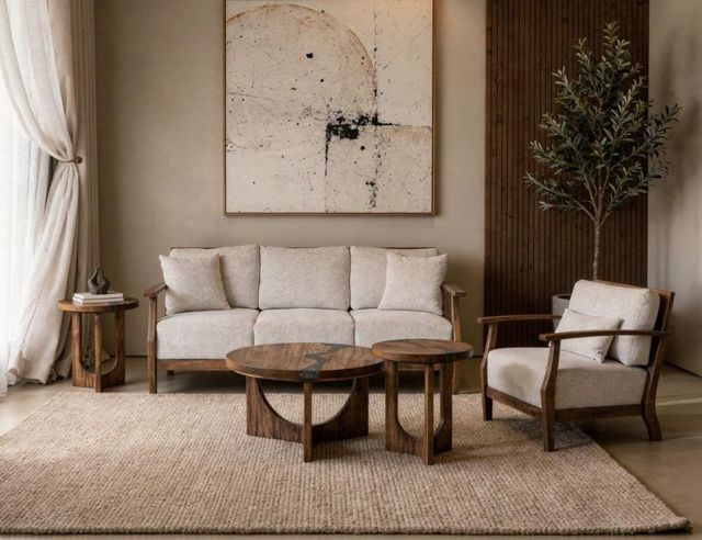 International Furniture Direct Forest Beige/Brown Accent Chair-1