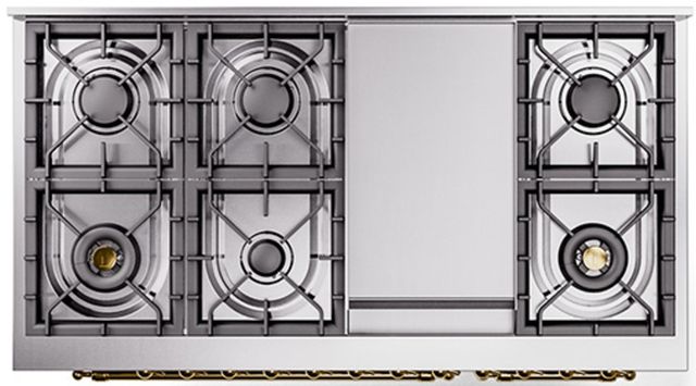 Ilve® Nostalgie II Series 48" Stainless Steel Pro Style Dual Fuel Range-2