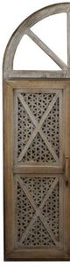 A & B Home Brown Wood Arch Window Frame Mirror with Weaving Doors-1