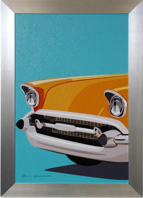 Stylecraft Vintage Car II Blue/Off-White/Orange Wall Art-0