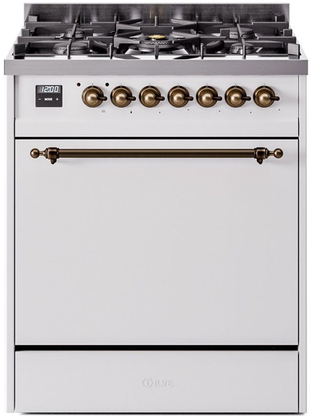 Ilve® Nostalgie II Series 30" White Pro Style Dual Fuel Range-0
