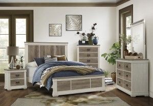 Mazin Furniture Arcadia White/Weathered Gray Full Bed-2