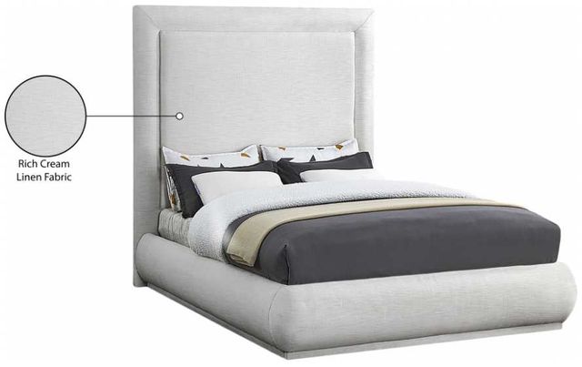 Meridian Furniture Brooke Cream Queen Upholstered Panel Bed-3
