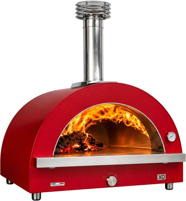 XO 40" Red Countertop Liquid Propane And Wood Pizza Oven-1