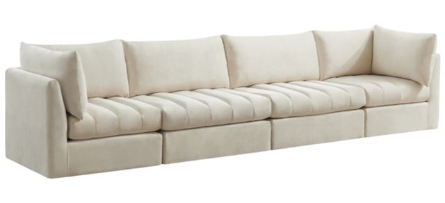 Meridian Furniture Jacob Cream 140" Modular Velvet Sofa-0