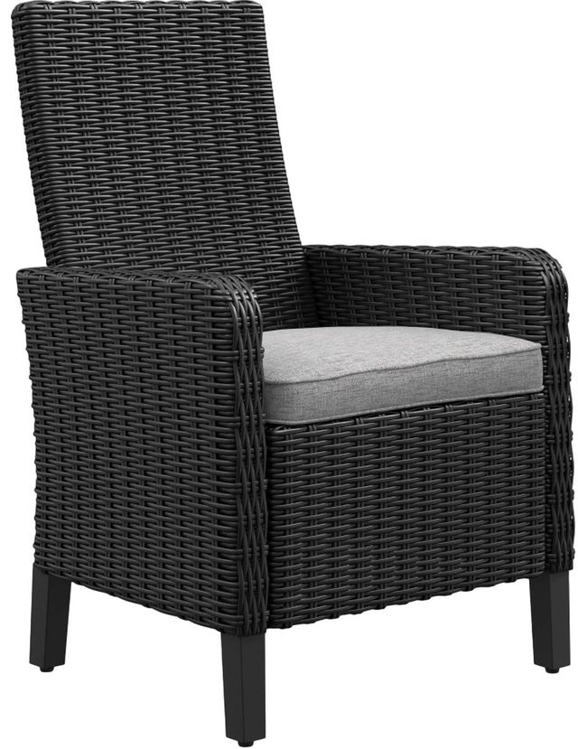 CLOSEOUT Signature Design by Ashley® Beachcroft 2-Piece Black/Light Gray Fabri/Resin Outdoor Dining Arm Chair with Cushion-2