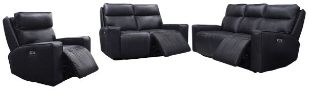 Mazin Furniture Chadwick Black Power Double Reclining Loveseat with Power Headrests-2