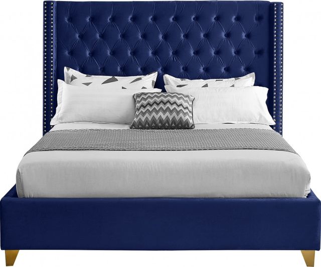 Meridian Furniture Barolo Navy Velvet King Bed-1