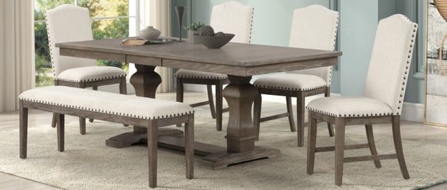 American Wholesale Furniture Victoria 6-Piece Oak/White Dining Table Set-1