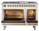 Ilve® Nostalgie II Noblesse 48'' Antique White Pro Style Dual Fuel Range with Brass Trim-2