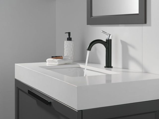 Delta Nicoli® Matte Black/Chrome Single Handle Bathroom Faucet with Drain-1