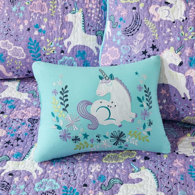 Olliix by Urban Habitat Kids Lola 6 Piece Unicorn Cotton Reversible Purple Daybed Set-2