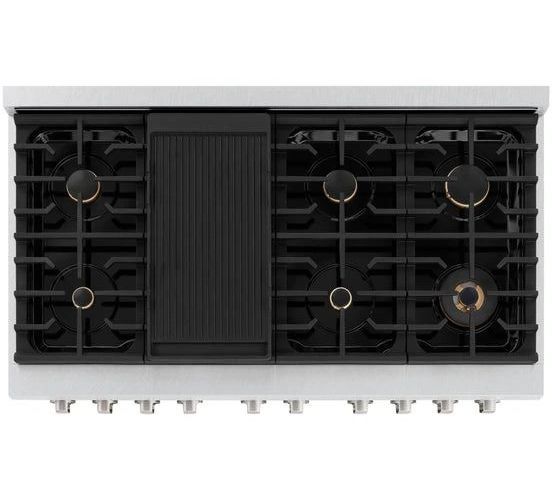 ZLINE 48" Satin Stainless Steel Pro Style Gas Range with 8 Brass Burners-3