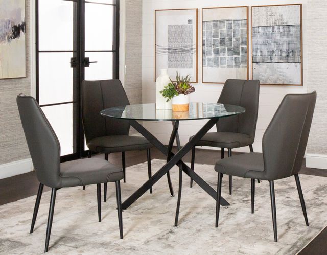 Cramco Eclipse Glass Top Round Dining Table with Matte Black Base-4
