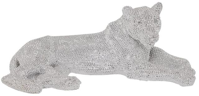 Deco Marche U Select Silver Polystone Leopard Floor Decorative Sculpture-0
