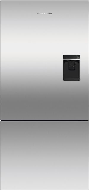 Front view of the Fisher & Paykel Series 5 17.5 Cu. Ft. Stainless Steel Counter Depth Bottom Freezer Refrigerator
