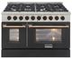 Kucht Professional KNG Series 48" Stainless Steel Pro Style Natural Gas Range with Black Door and Gold Handle-0