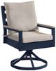 Signature Design by Ashley® Mabry Shores 2-Piece Driftwood/Navy Blue Aluminum/Fabric Outdoor Swivel Chair-2