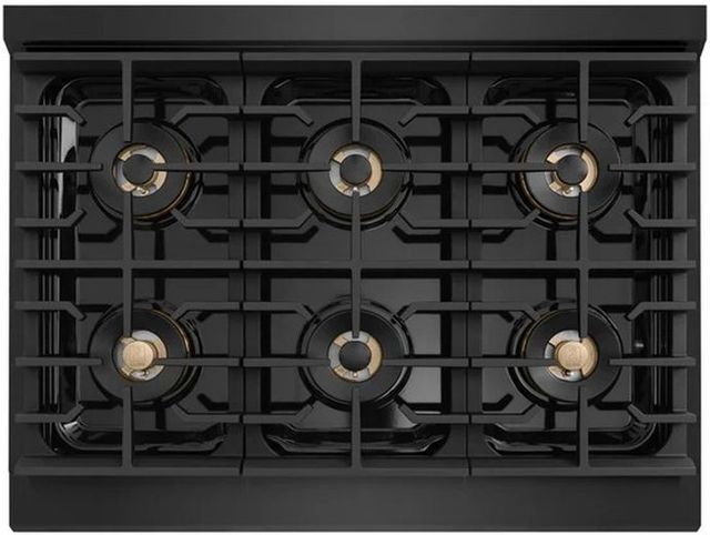 ZLINE Marino 36" Black Stainless Steel Pro Style Gas Range with 6-Burner and Polished Gold Accents-4