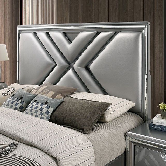 Furniture of America® Emmeline Silver King Bed-1