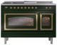 Ilve® Nostalgie II Noblesse 48'' Emerald Green Pro Style Dual Fuel Range with Brass Trim-1