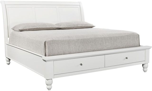 aspenhome® Cambridge White Queen Storage Sleigh Bed-0