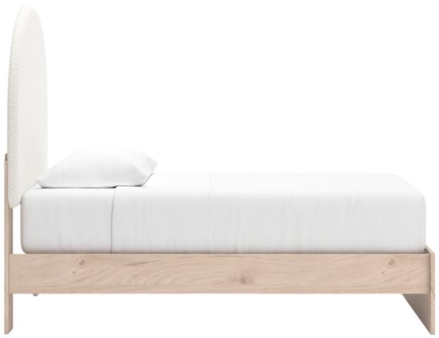 Signature Design by Ashley® Shapella Tan/White Youth Twin Upholstered Panel Bed-3