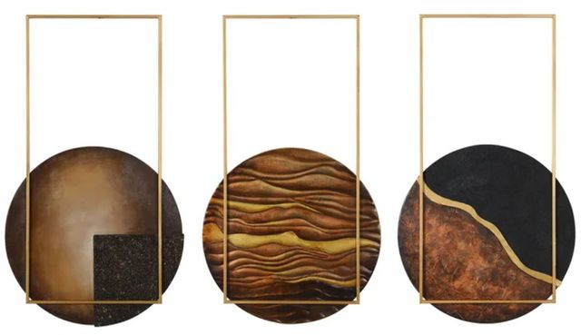 StyleCraft 3-Piece Horizon Sun Dimensional Wall Art Set-0