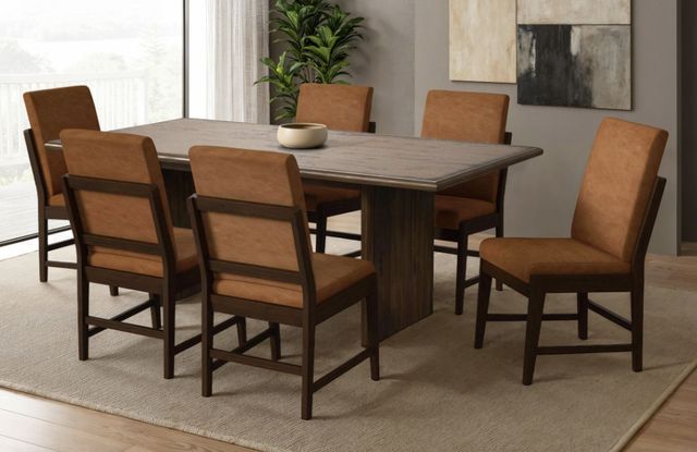 Elements International Brisbane 7-Piece Brown Dining Table Set-1