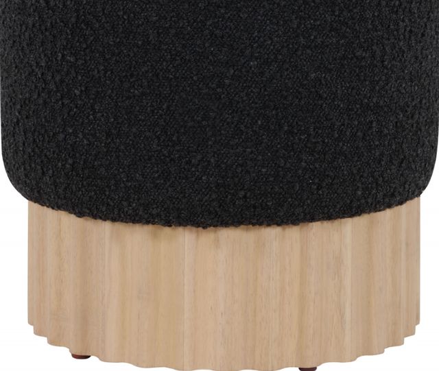 Meridian Furniture Veranda Black/Natural Boucle Fabric Ottoman-2