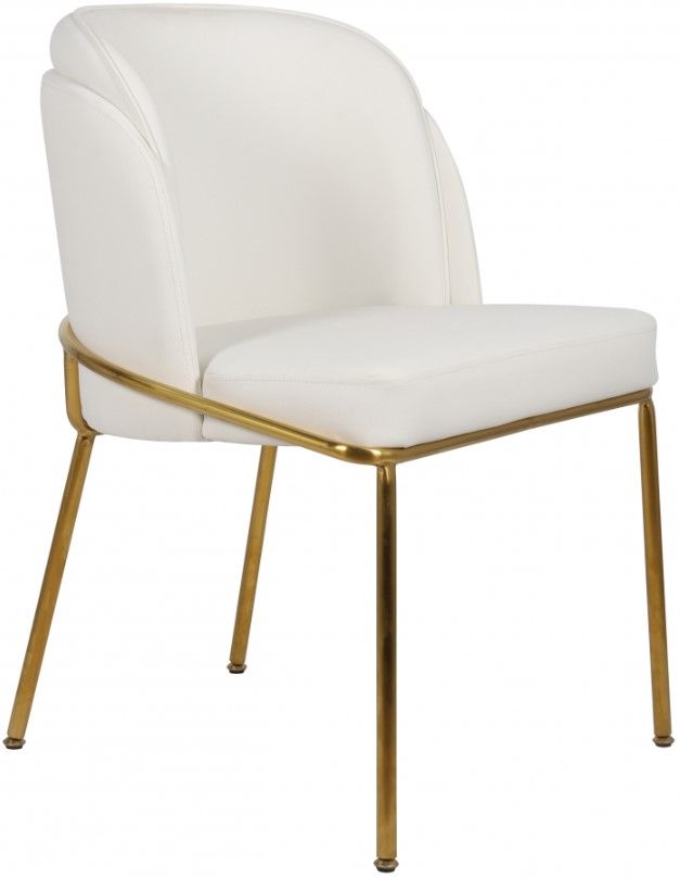 Meridian Furniture Jagger White/Gold Vegan Leather Dining Side Chair-2