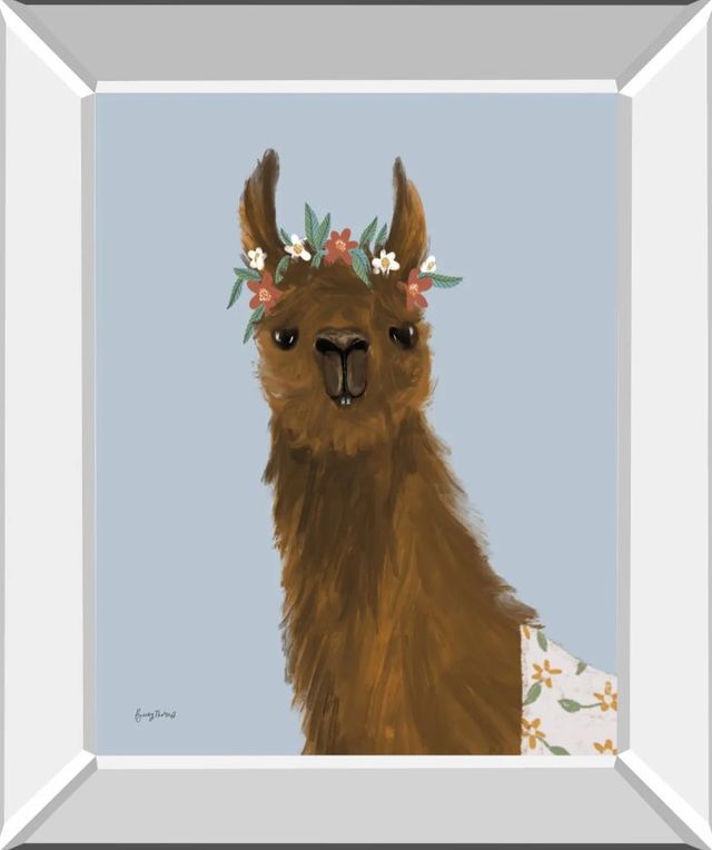 Classy Art Delightful Alpacas II by Becky Thorns Mirror Framed Wall Art-0