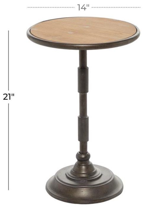 Deco Marche Brown 14" Side Table with Bronze Base-2