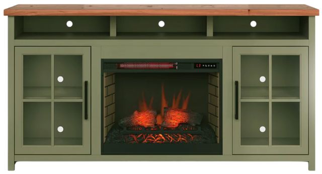 Legends Home Vineyard Fruitwood/Sage Green 74" Fireplace Console-3