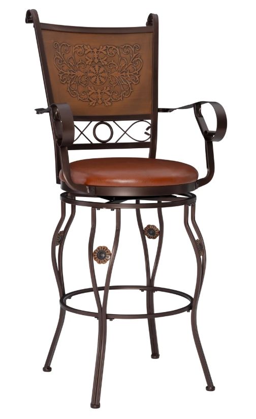 Powell® Beatrix Bronze/Rust Big And Tall Armed Bar Stool-0