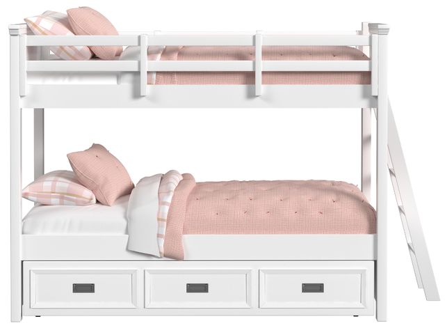 Elements International Hampton Kids White Youth Twin/Twin Loft Bed with Ladder and Trundle-2