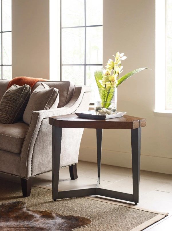 Hammary® AD Modern Synergy Brown Triangulate Lamp Table with Gray Base-1