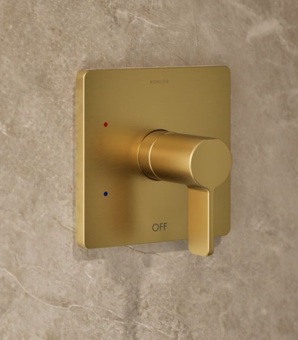 KOHLER® Parallel® Rite-Temp® Vibrant Brushed Moderne Brass Shower Trim Kit-3